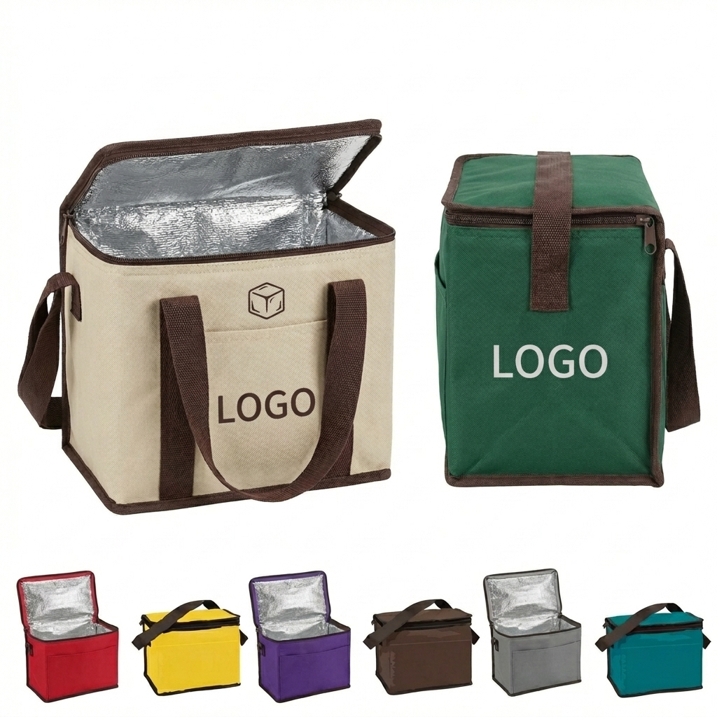 Portable Non-Woven Insulated Tote Cooler Bag Holds 6 Cans