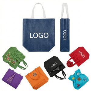 Assorted Decorative Fabric Shopping Bags with Embellishments